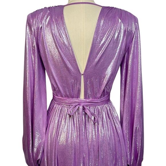 Bronx and Banco Zoe Lilac Lame Shimmer Gown | Size S - Picture 8 of 14